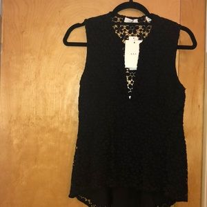 ALC BRAND NEW v neck black flower lace blouse